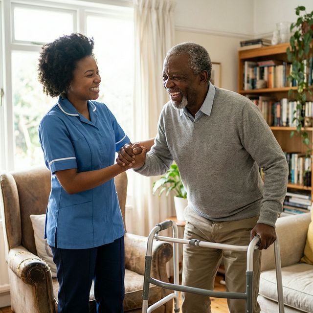 Caregiver assisting elderly